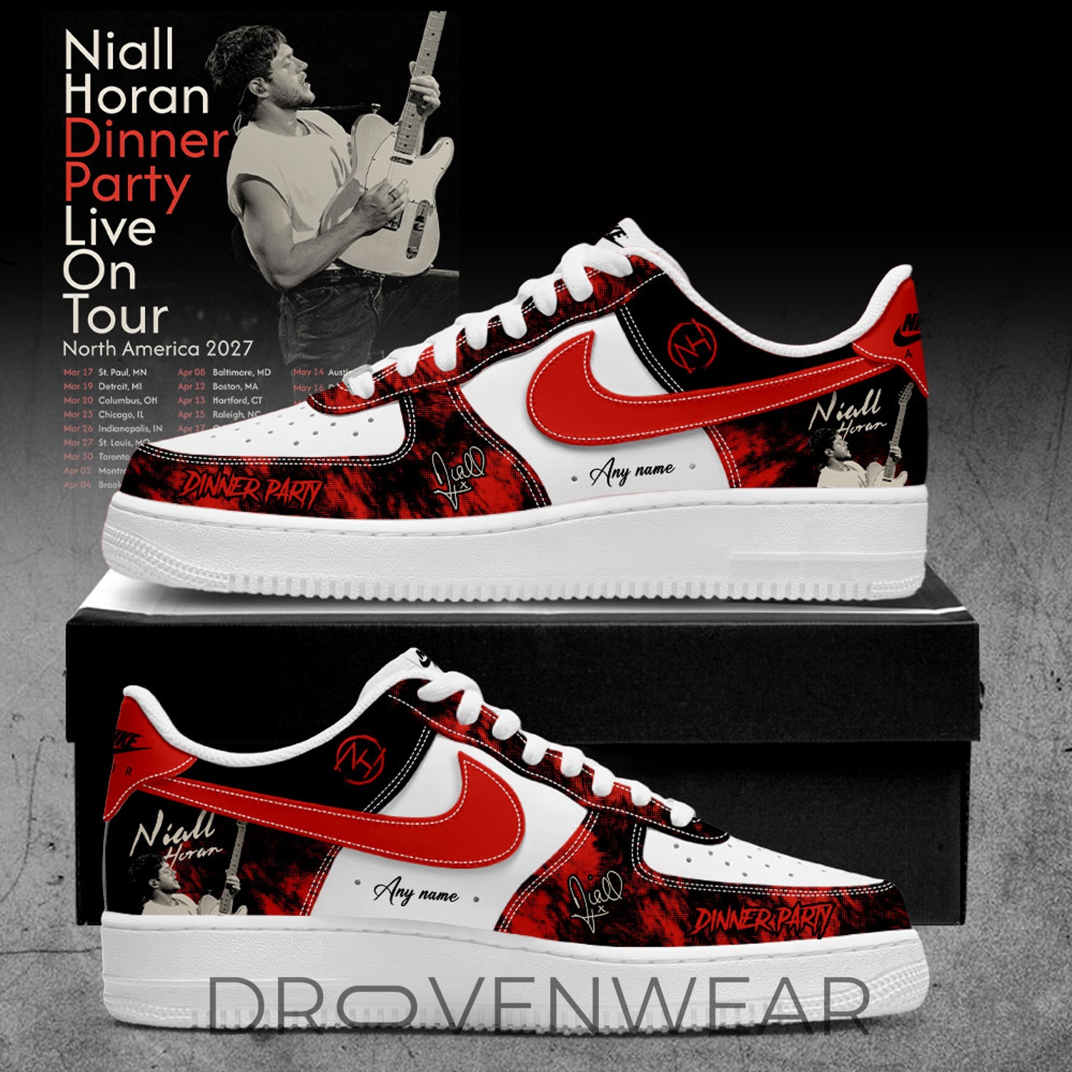 NIALL HORAN Dinner Party: Live On Tour 2026-2027 Signature Custom Name AF1 V4 NIALL HORAN Dinner Party: Live On Tour 2026-2027 Signature Custom Name AF1 V4
