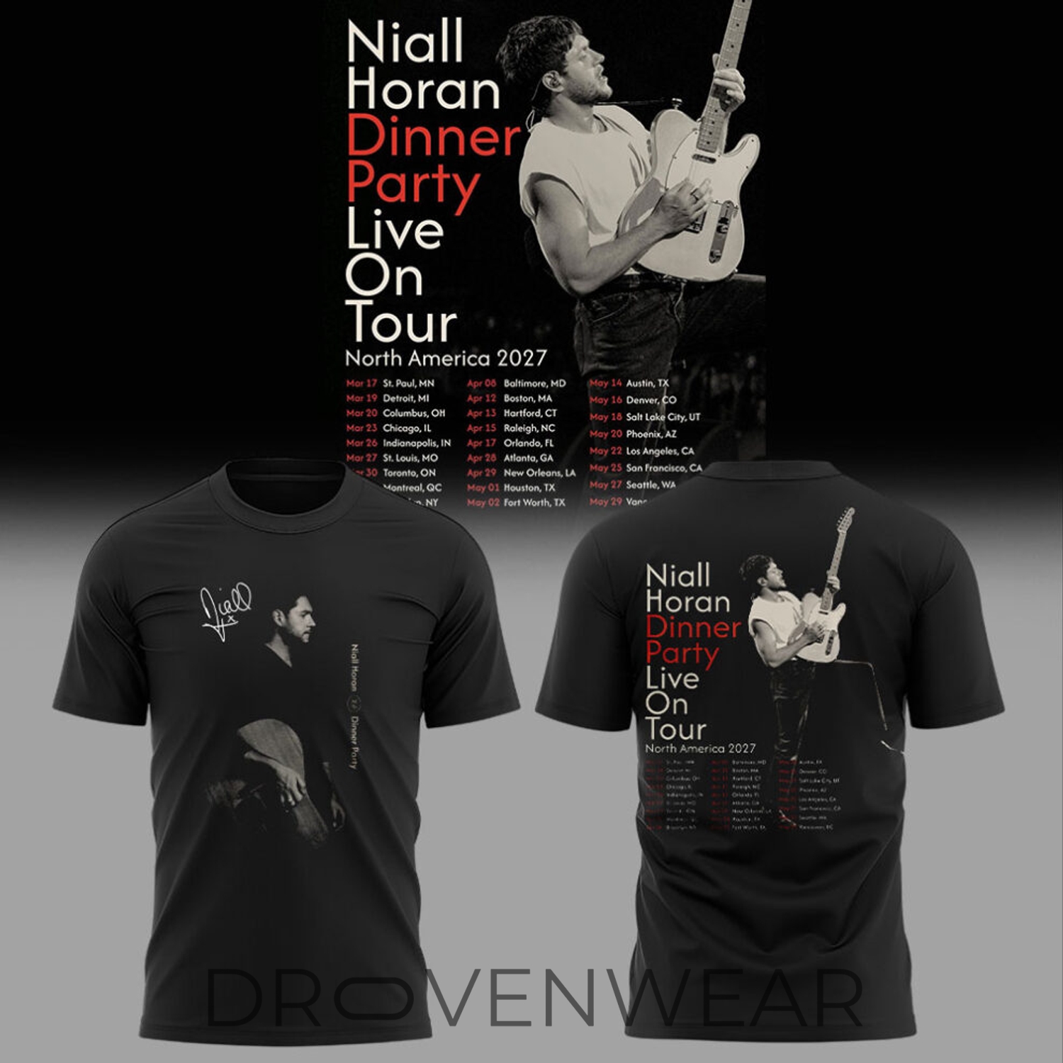 NIALL HORAN Dinner Party: Live On Tour 2026-2027 Signature TShirt NIALL HORAN Dinner Party: Live On Tour 2026-2027 Signature TShirt