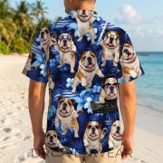 Neon Blue Bulldog Funny Hawaiian Shirt - Image 7