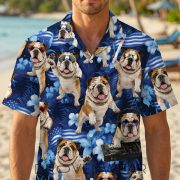 Neon Blue Bulldog Funny Hawaiian Shirt - Image 8