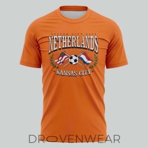 Netherlands Soccer City Heather Orange Shirt by Drovenwear.com