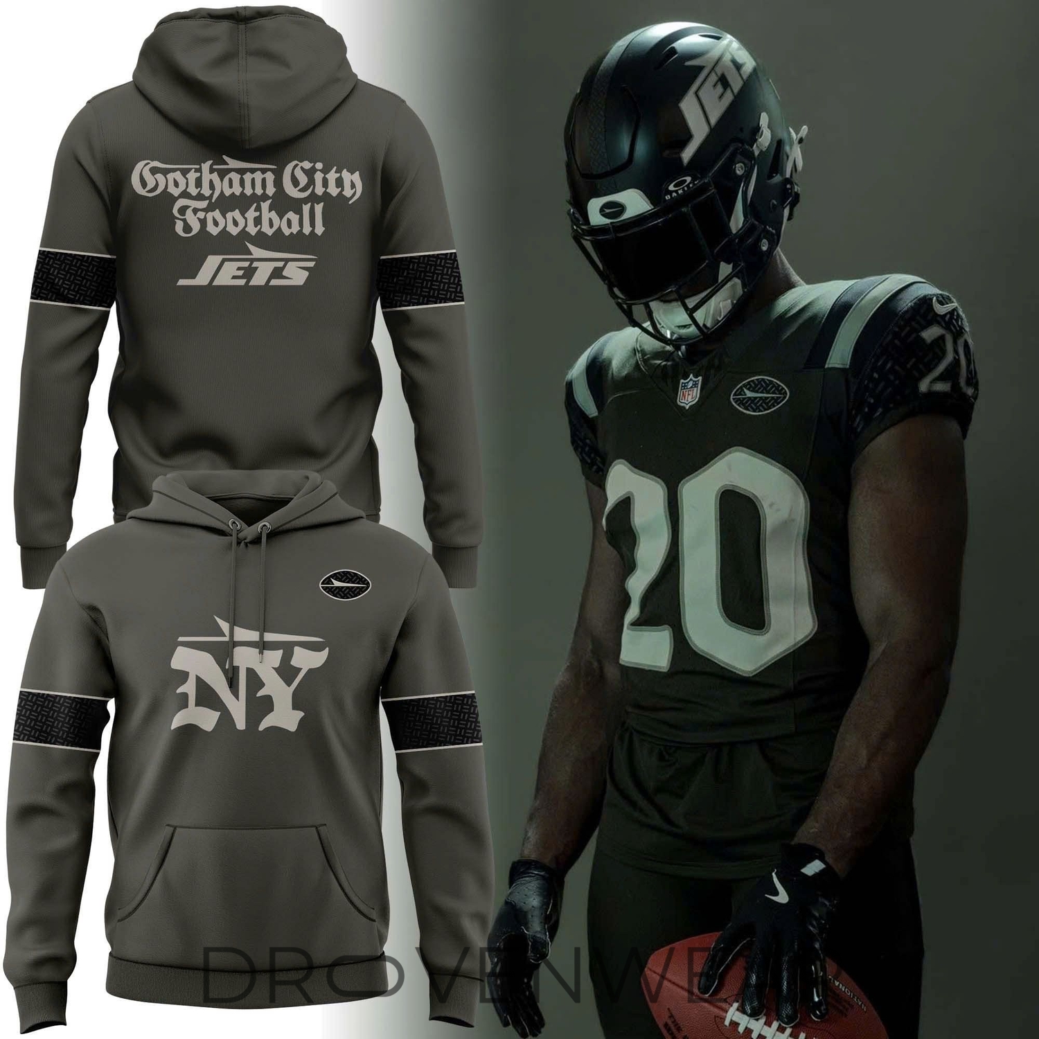 New York Jets Gotham City Football Special Uniform Pullover Hoodie New York Jets Gotham City Football Special Uniform Pullover Hoodie