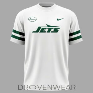 New York Jets White Out Uniform 2026 Fan Graphic TShirt by Drovenwear.com