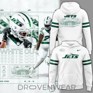New York Jets White Out Uniform 2026 Pullover Hoodie by Drovenwear.com
