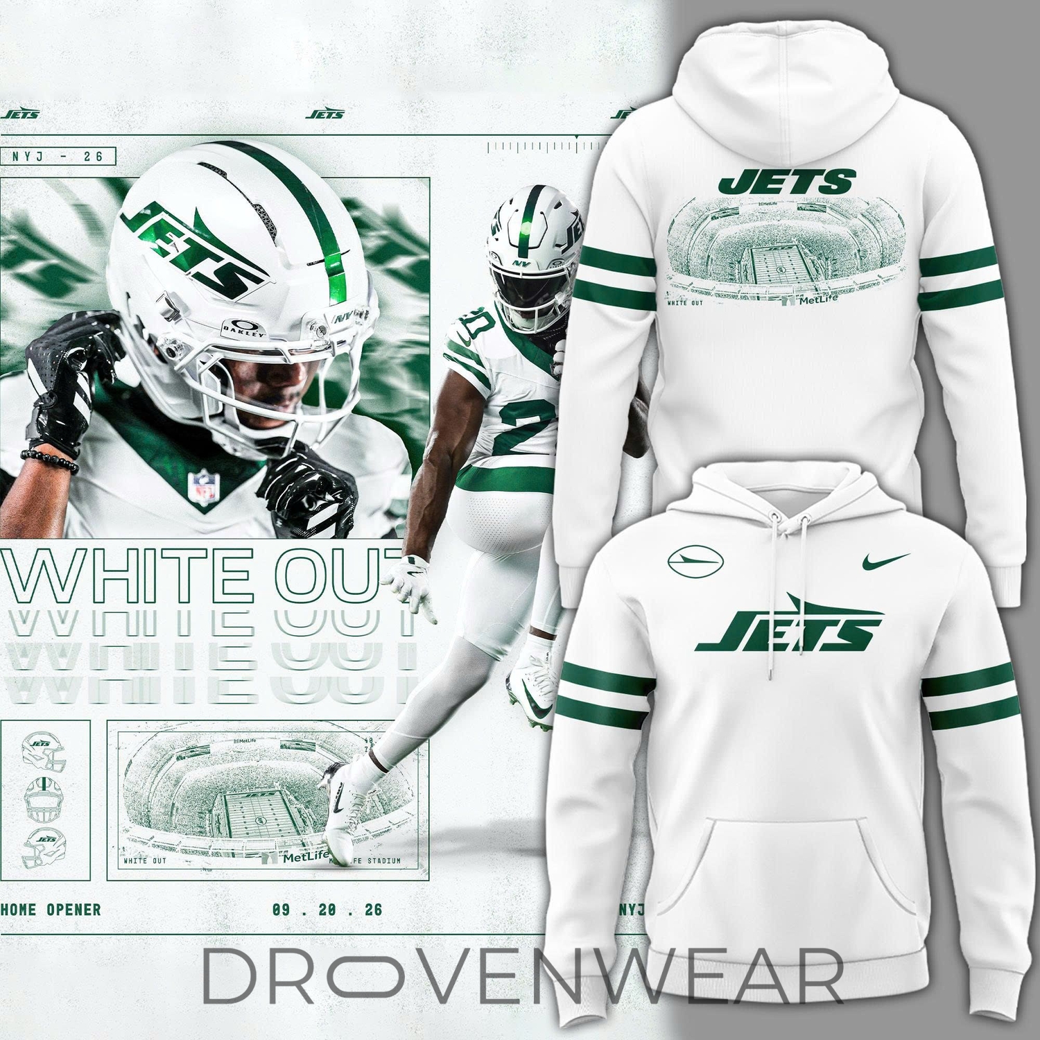 New York Jets White Out Uniform 2026 Pullover Hoodie New York Jets White Out Uniform 2026 Pullover Hoodie