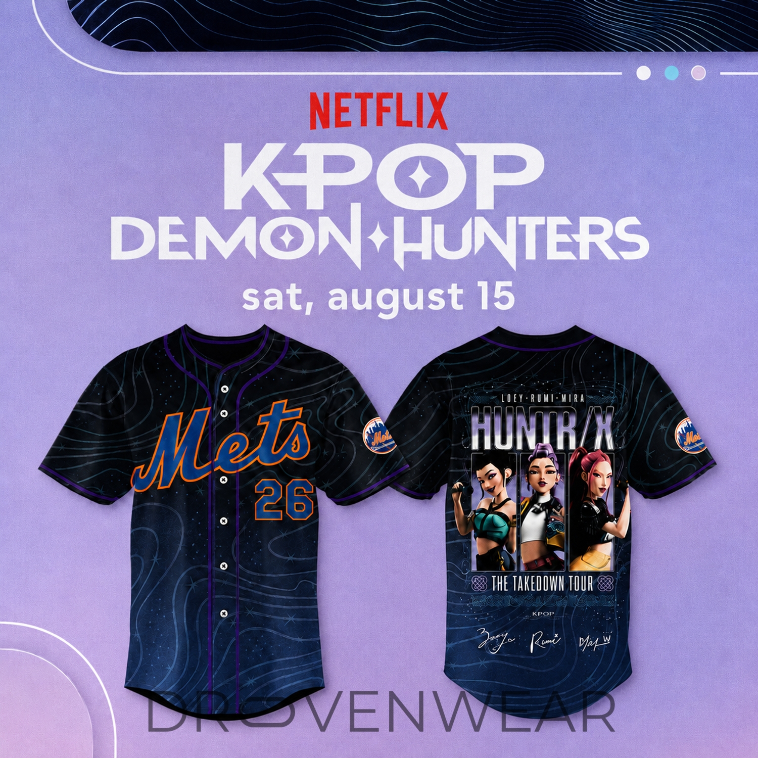 New York Mets x KPop Demon Hunters The Takedown Tour 2026 Baseball Jersey New York Mets x KPop Demon Hunters The Takedown Tour 2026 Baseball Jersey