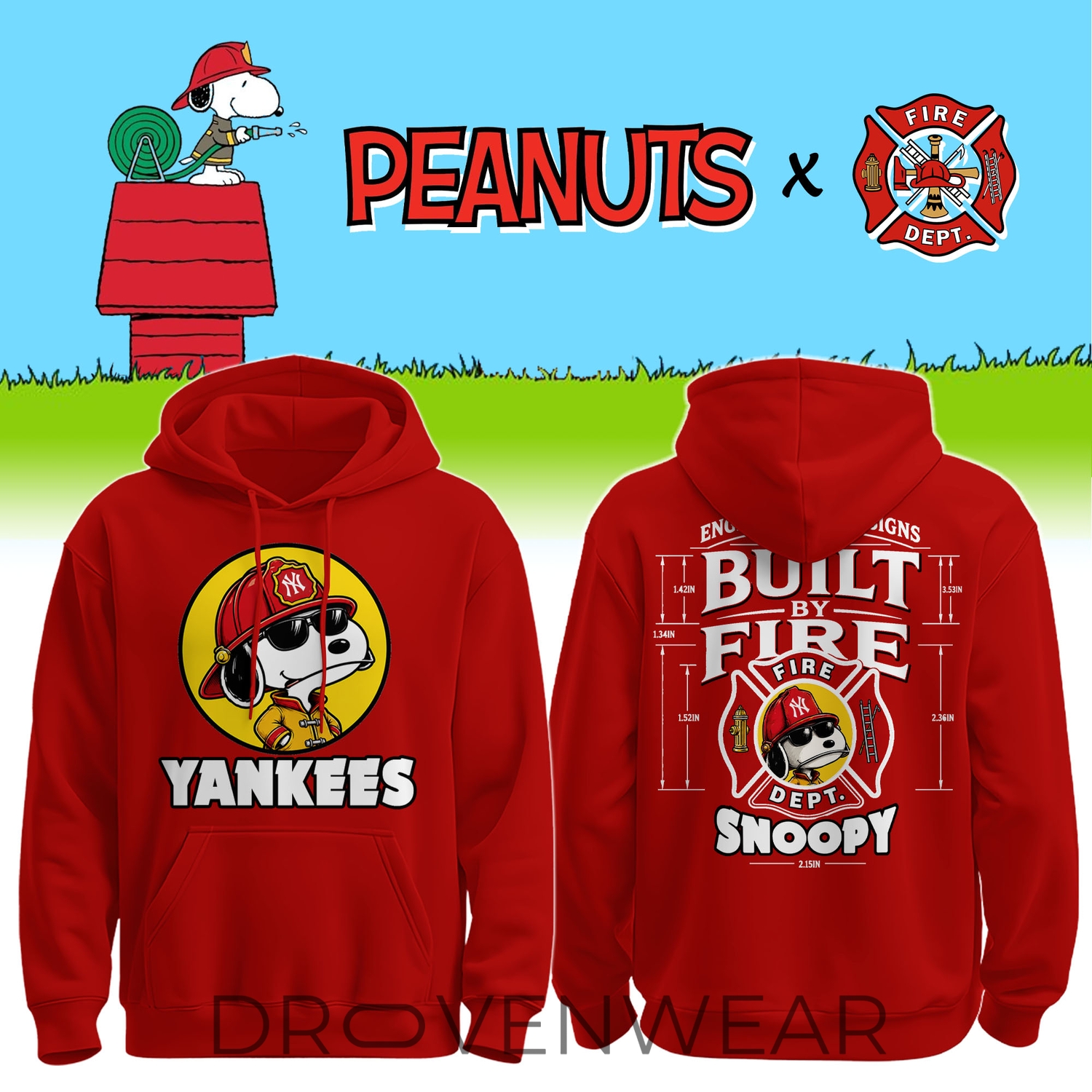 New York Yankees Snoopy Firefighter Personalized Red Hoodie 2026 V2 New York Yankees Snoopy Firefighter Personalized Red Hoodie 2026 V2
