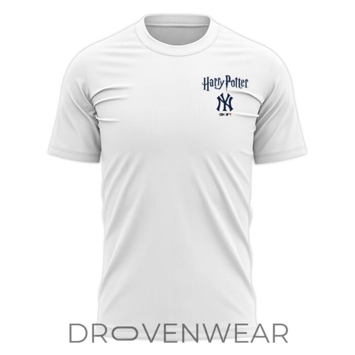 New York Yankees X Harry Potter White Hogwarts House Crest Shirt - Image 2