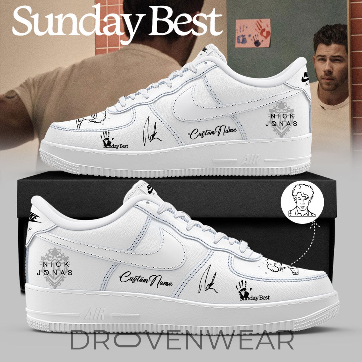 Nick Jonas Sunday Best 2026 Signature Custom Name AF1 Shoes V3 Nick Jonas Sunday Best 2026 Signature Custom Name AF1 Shoes V3