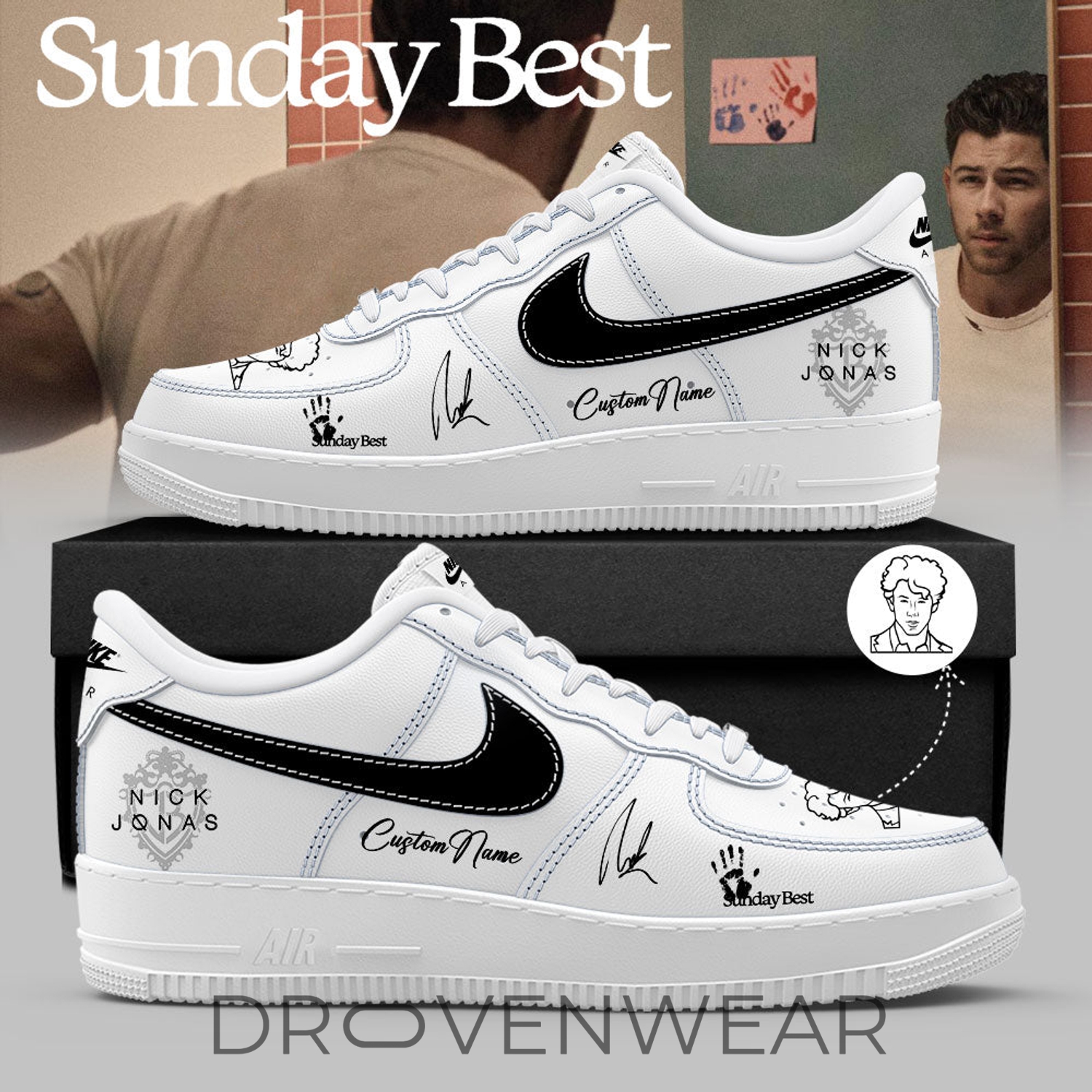 Nick Jonas Sunday Best 2026 Signature Custom Name AF1 Shoes V4 Nick Jonas Sunday Best 2026 Signature Custom Name AF1 Shoes V4