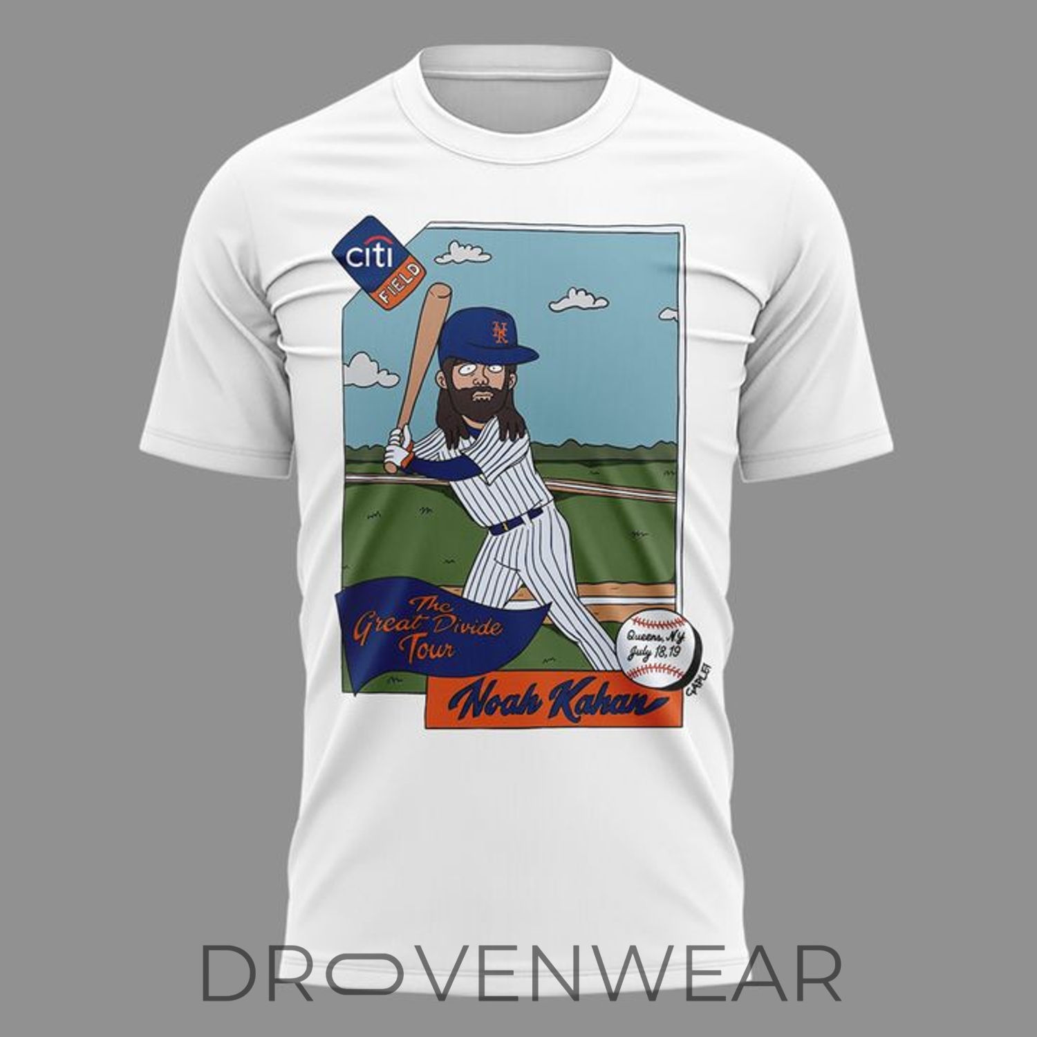 Noah Kahan Great Divide Tour 2026 Citi Field New York Mets White T-Shirt Noah Kahan Great Divide Tour 2026 Citi Field New York Mets White T-Shirt