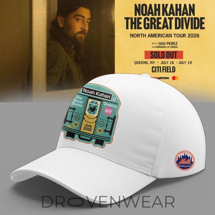 Noah Kahan Great Divide Tour 2026 Citi Field New York Mets White T-Shirt - Image 3