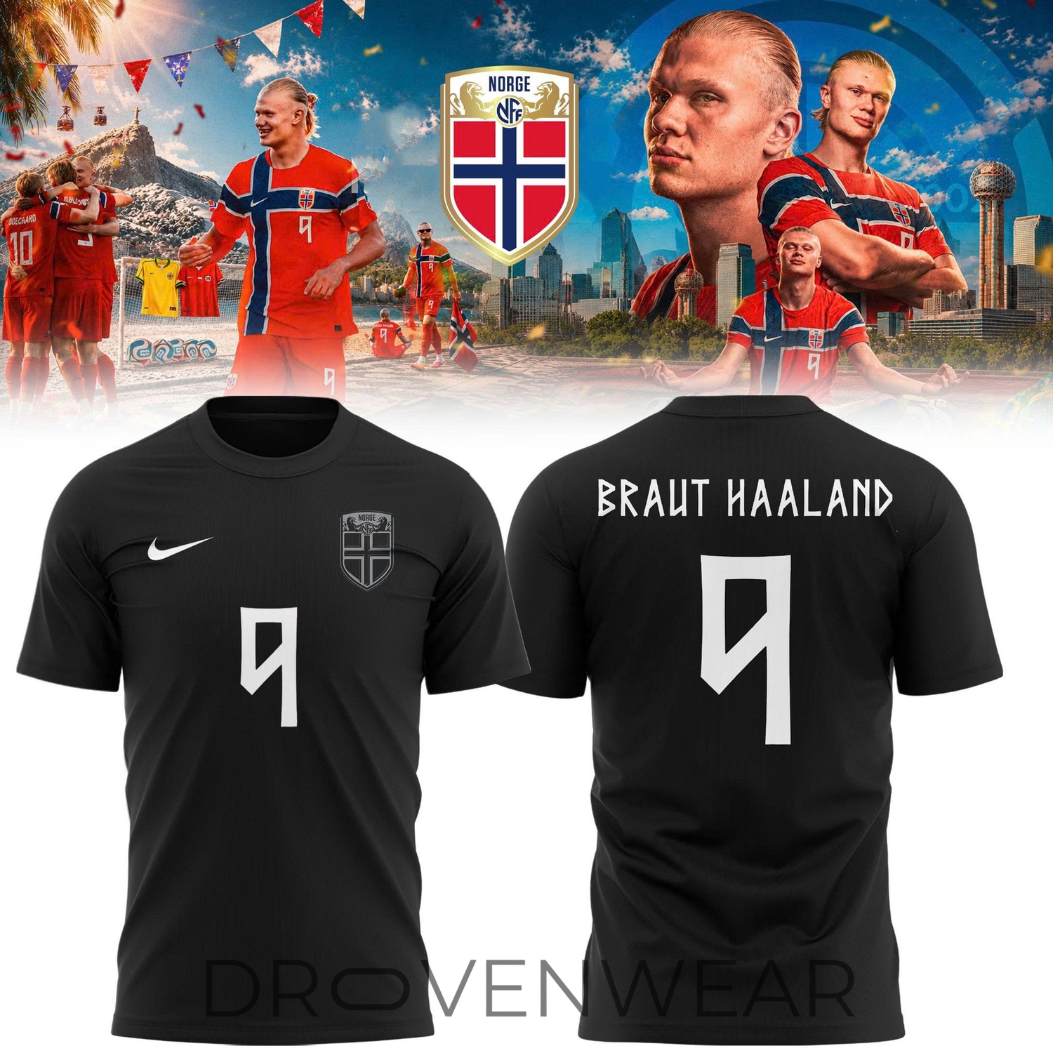 Norway National Team Pre-Match Top Braut Haaland #9 Shirt Norway National Team Pre-Match Top Braut Haaland #9 Shirt