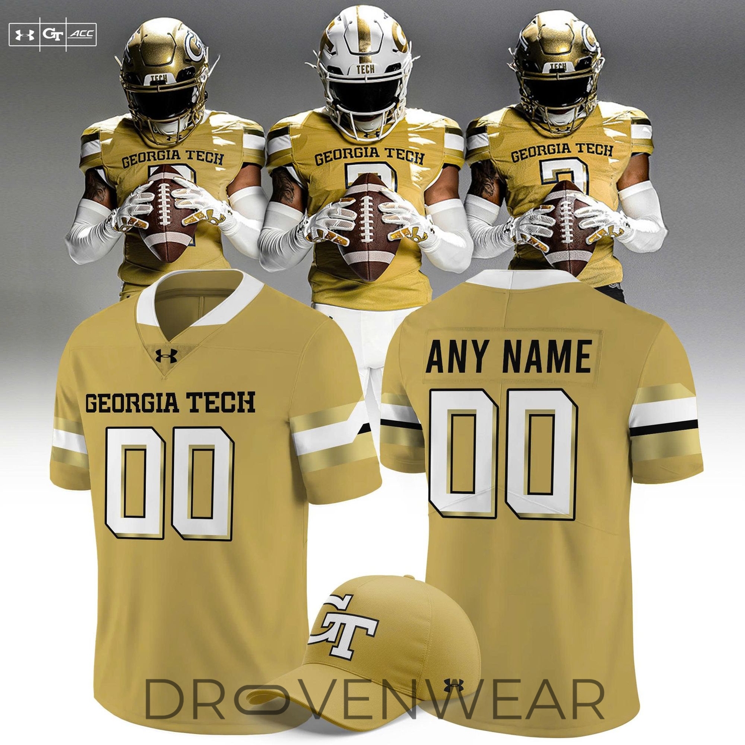 Official Georgia Tech Football 2026 New Old Gold Football Jersey Official Georgia Tech Football 2026 New Old Gold Football Jersey
