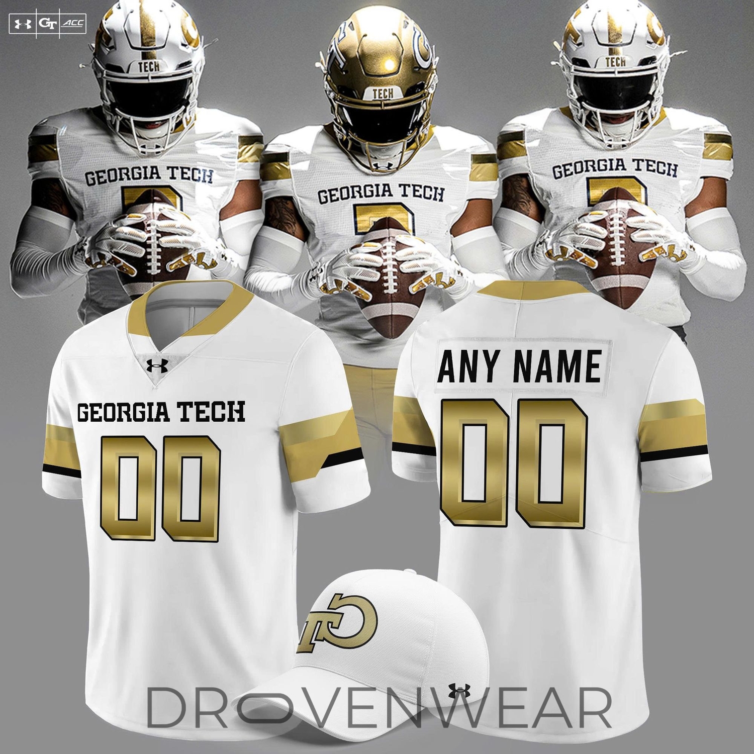 Official Georgia Tech Football 2026 New Old Gold Football Jersey Official Georgia Tech Football 2026 New Old Gold Football Jersey