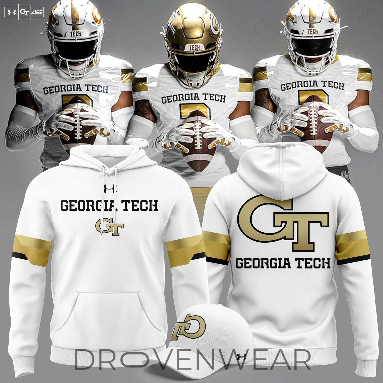 Official Georgia Tech Football 2026 New White Hoodie Official Georgia Tech Football 2026 New White Hoodie