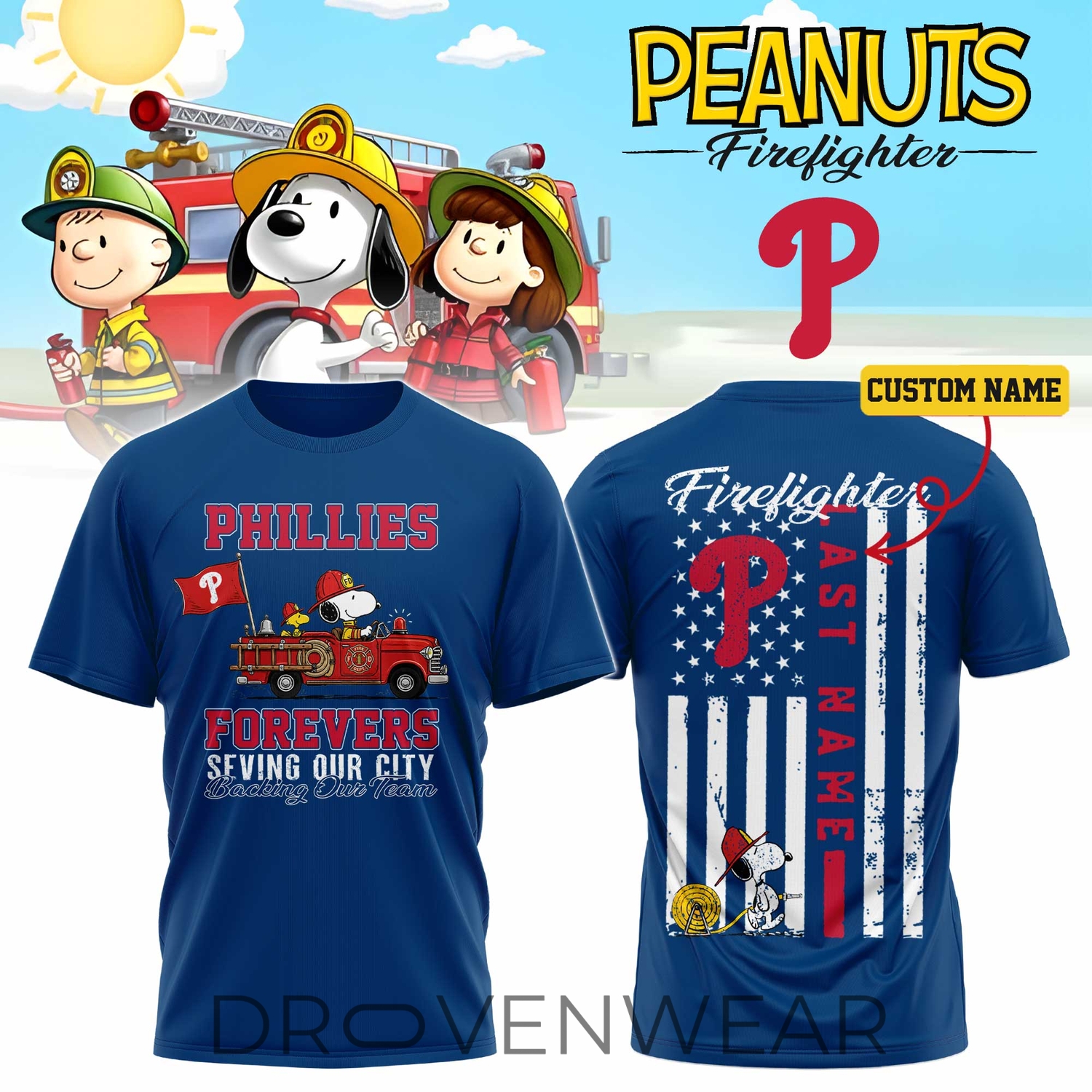 Philadelphia Phillies Snoopy Firefighter Personalized Blue Shirt 2026 Philadelphia Phillies Snoopy Firefighter Personalized Blue Shirt 2026