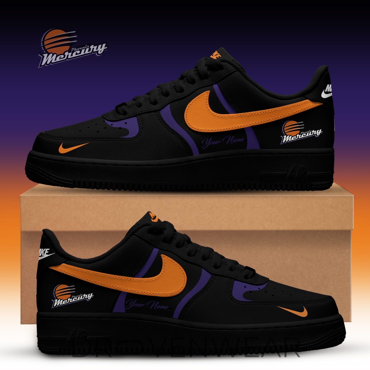 Phoenix Mercury x Back 2 Black Edition Air Force 1 Custom For Fans Phoenix Mercury x Back 2 Black Edition Air Force 1 Custom For Fans