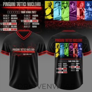 Pinguini Tattici Nucleari Tour Stadi 2027 Football Jersey by Drovenwear.com