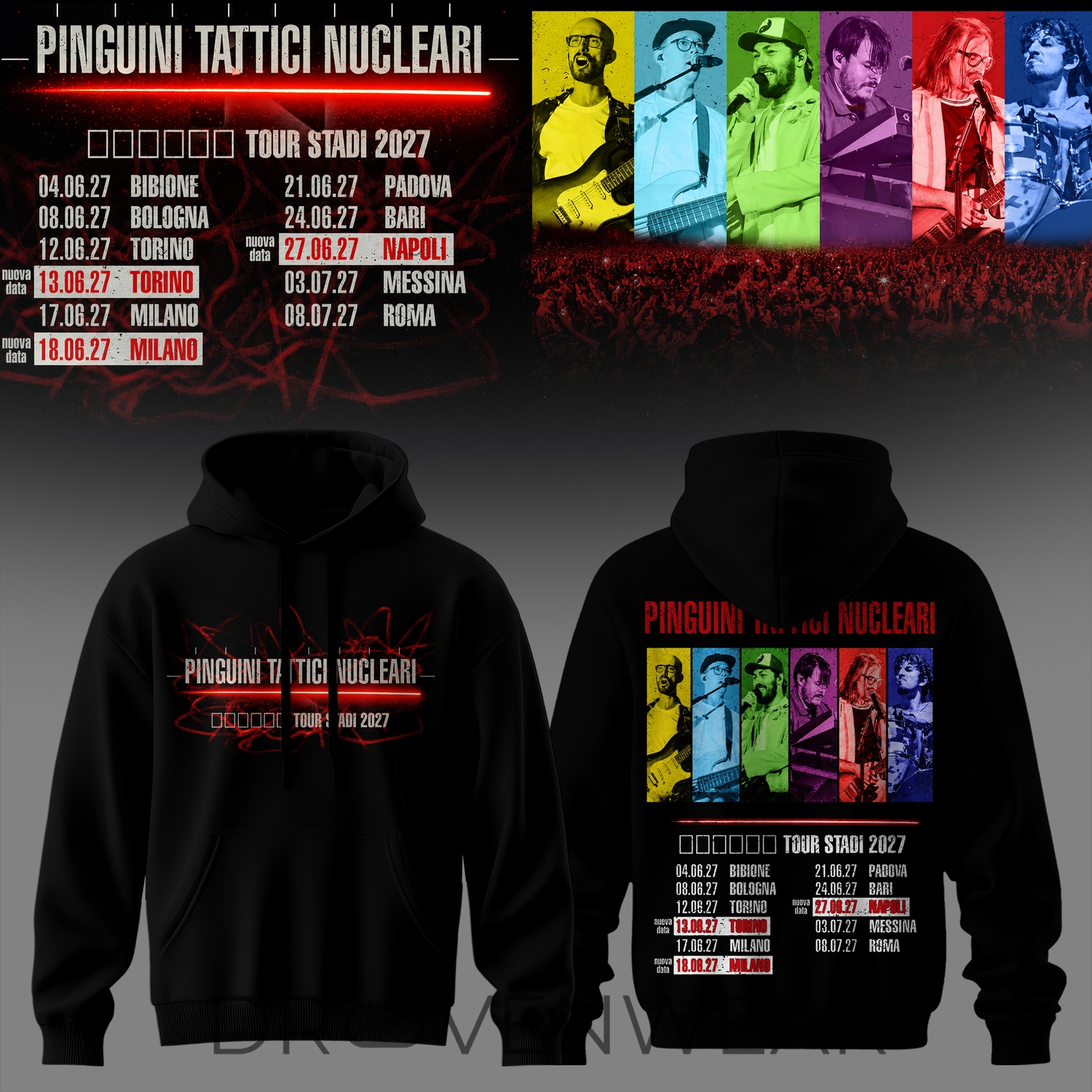 Pinguini Tattici Nucleari Tour Stadi 2027 Hoodie Ver4 Pinguini Tattici Nucleari Tour Stadi 2027 Hoodie Ver4