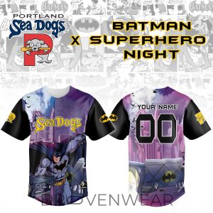 Portland Sea Dogs Superhero Night Batman Custom Jersey by Drovenwear.com