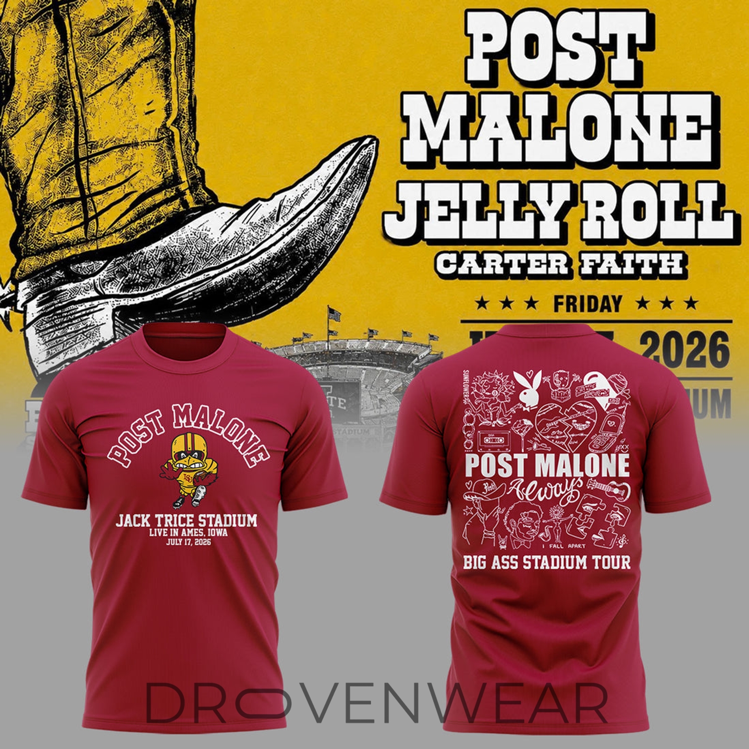 Post Malone Big Ass Stadium Tour x Iowa State Cyclones At Jack Trice Stadium Limited Shirt Post Malone Big Ass Stadium Tour x Iowa State Cyclones At Jack Trice Stadium Limited Shirt
