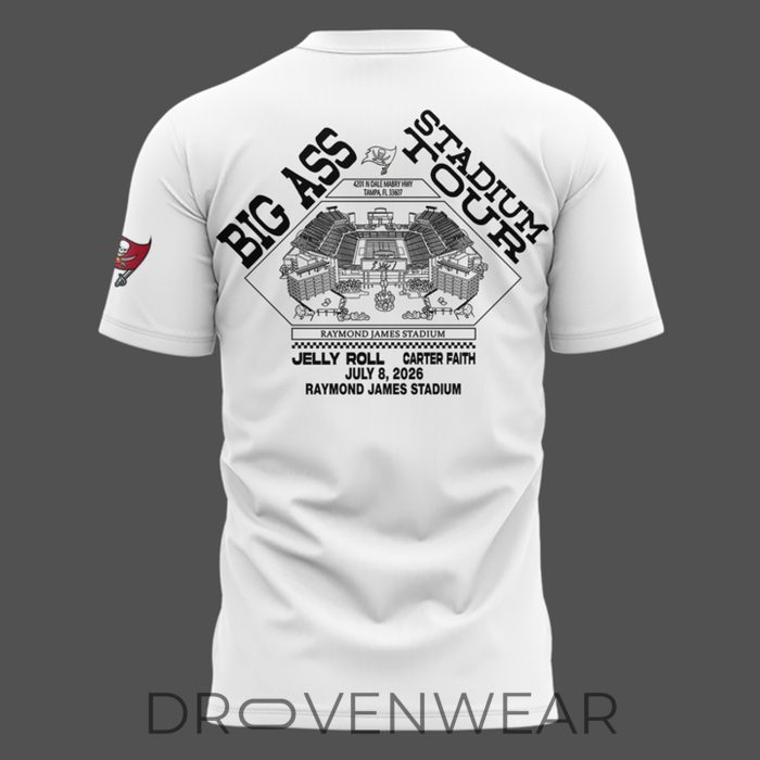 Post Malone x Tampa Bay Buccaneers Big Ass Stadium Tour 2026 White Shirt - Image 3