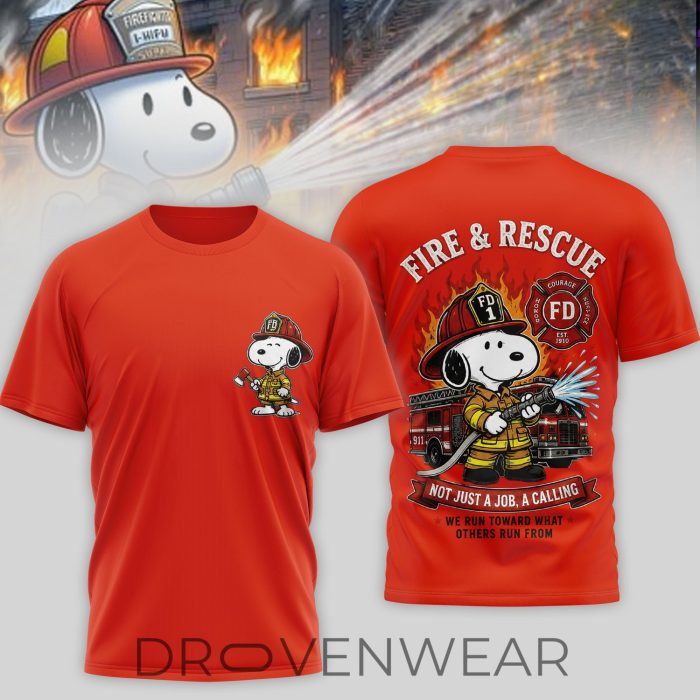 Premium Snoopy Firefighter Not Just a Job, A Calling We Run Toward What Others Run From 3D Shirt - Image 2