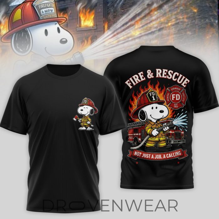 Premium Snoopy Firefighter Not Just a Job, A Calling We Run Toward What Others Run From 3D Shirt - Image 3