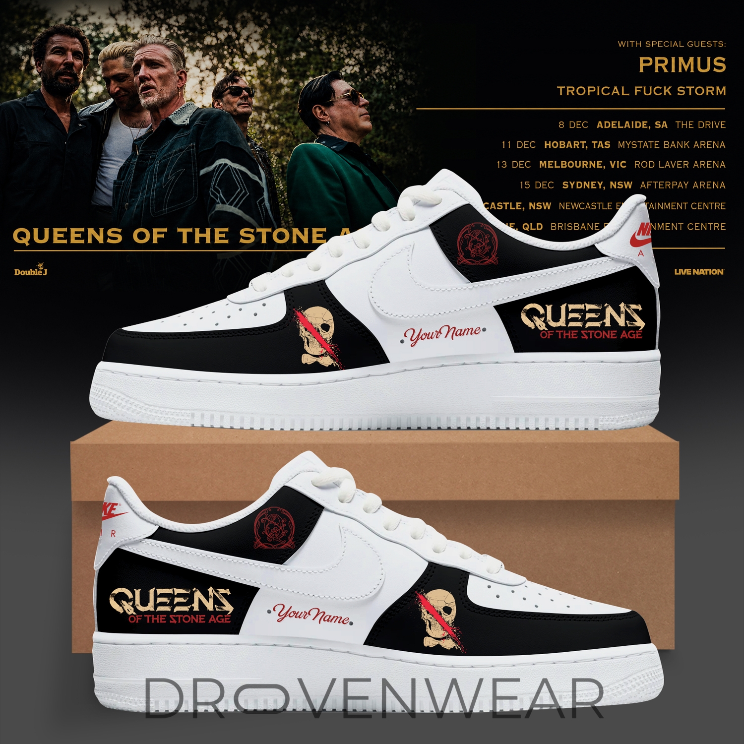Queens of the Stone Age Australia Tour 2026 Limited Edition Air Force 1 Shoes Queens of the Stone Age Australia Tour 2026 Limited Edition Air Force 1 Shoes