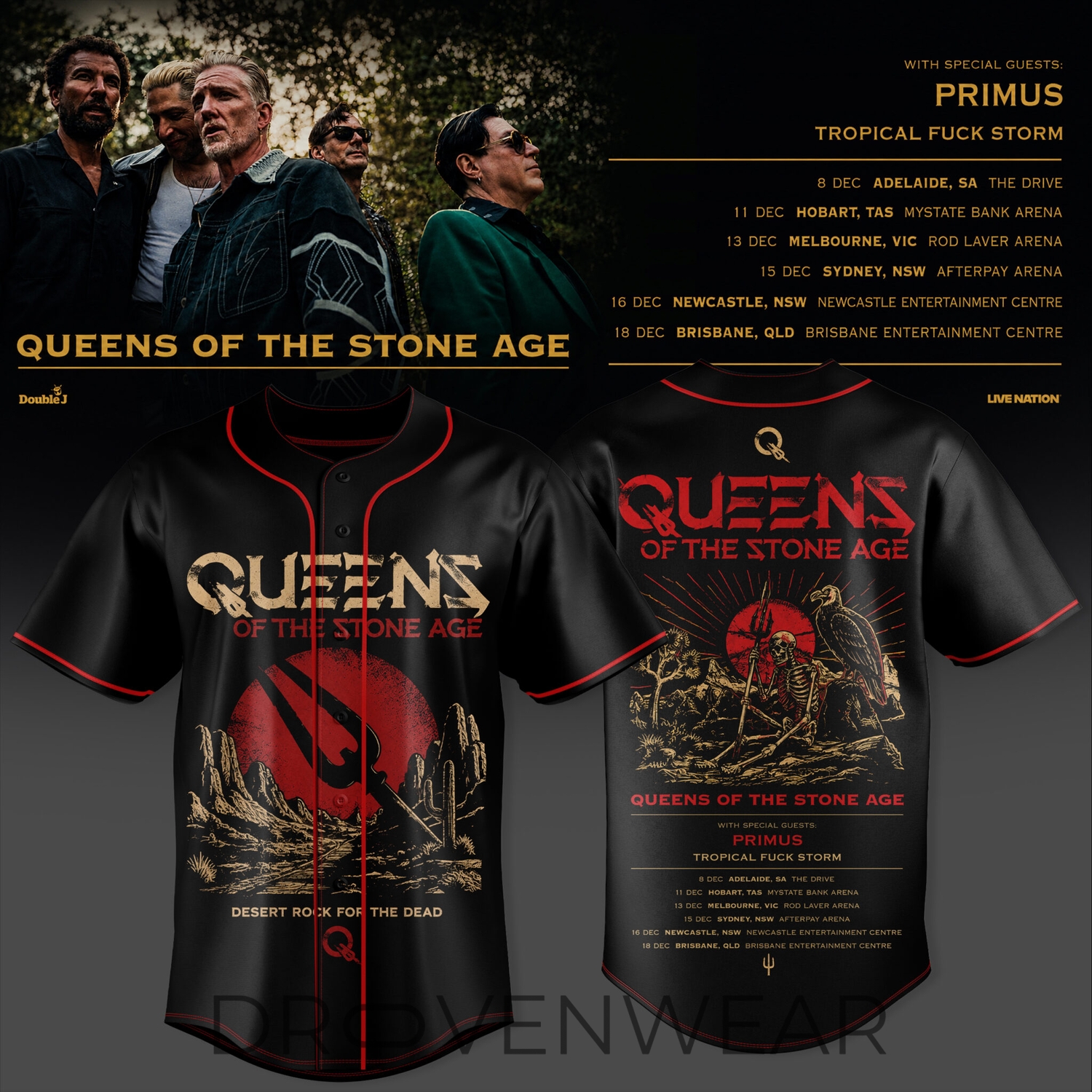 Queens of the Stone Age Australia Tour 2026 Limited Edition Baseball Jersey Queens of the Stone Age Australia Tour 2026 Limited Edition Baseball Jersey