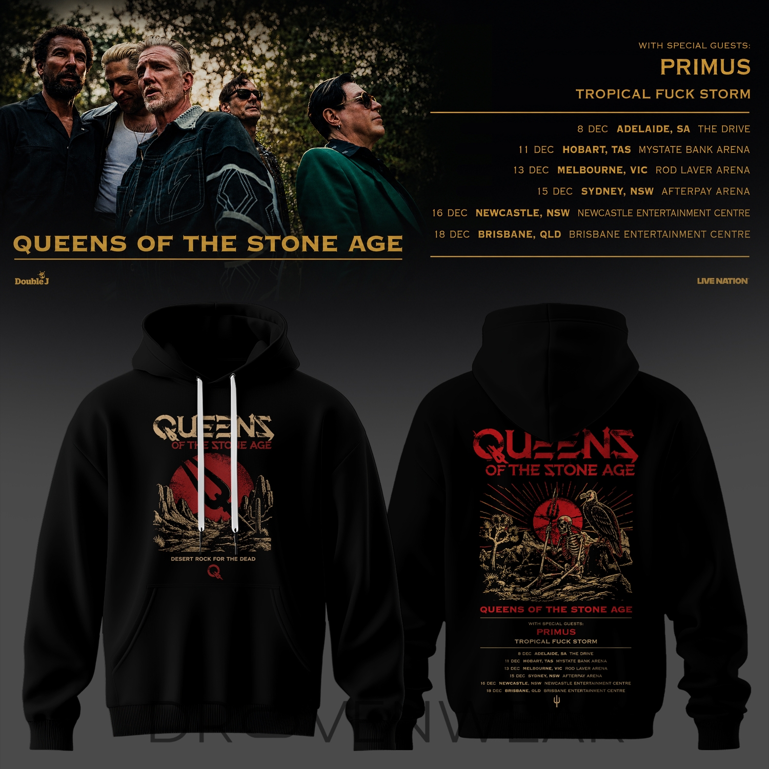 Queens of the Stone Age Australia Tour 2026 Limited Edition Hoodie Queens of the Stone Age Australia Tour 2026 Limited Edition Hoodie