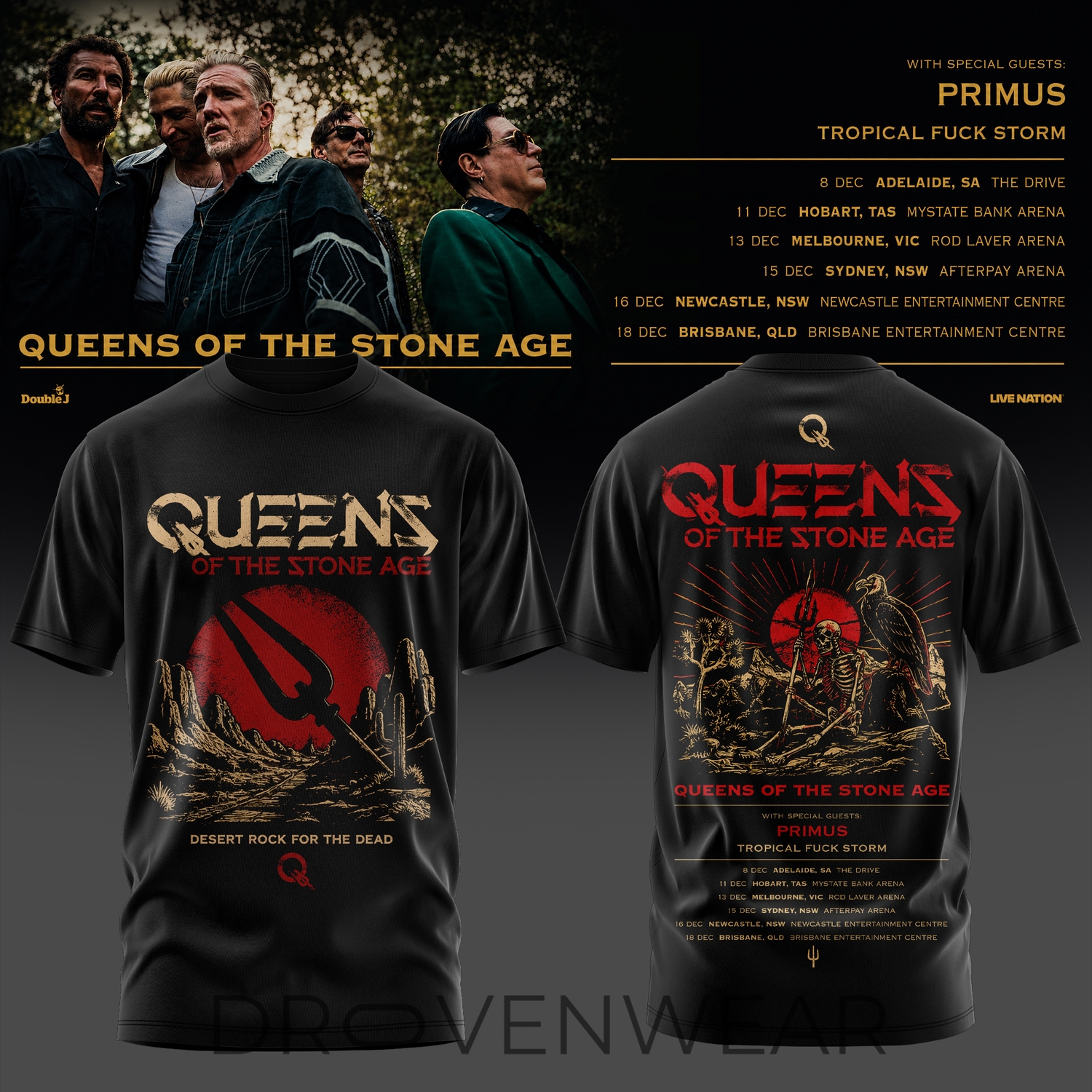 Queens of the Stone Age Australia Tour 2026 Limited Edition T-Shirt V4 Queens of the Stone Age Australia Tour 2026 Limited Edition T-Shirt V4