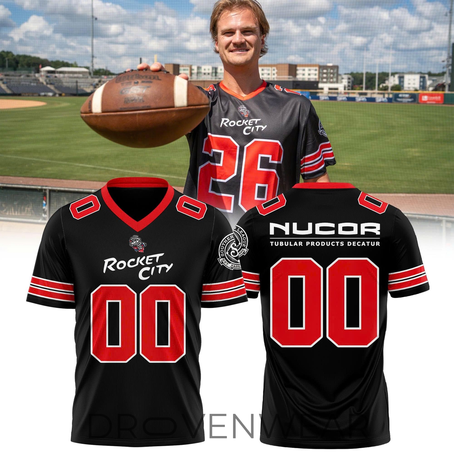 Rocket City Trash Panda x Nucor Tubular-Decatur 2026 Football Jersey Rocket City Trash Panda x Nucor Tubular-Decatur 2026 Football Jersey