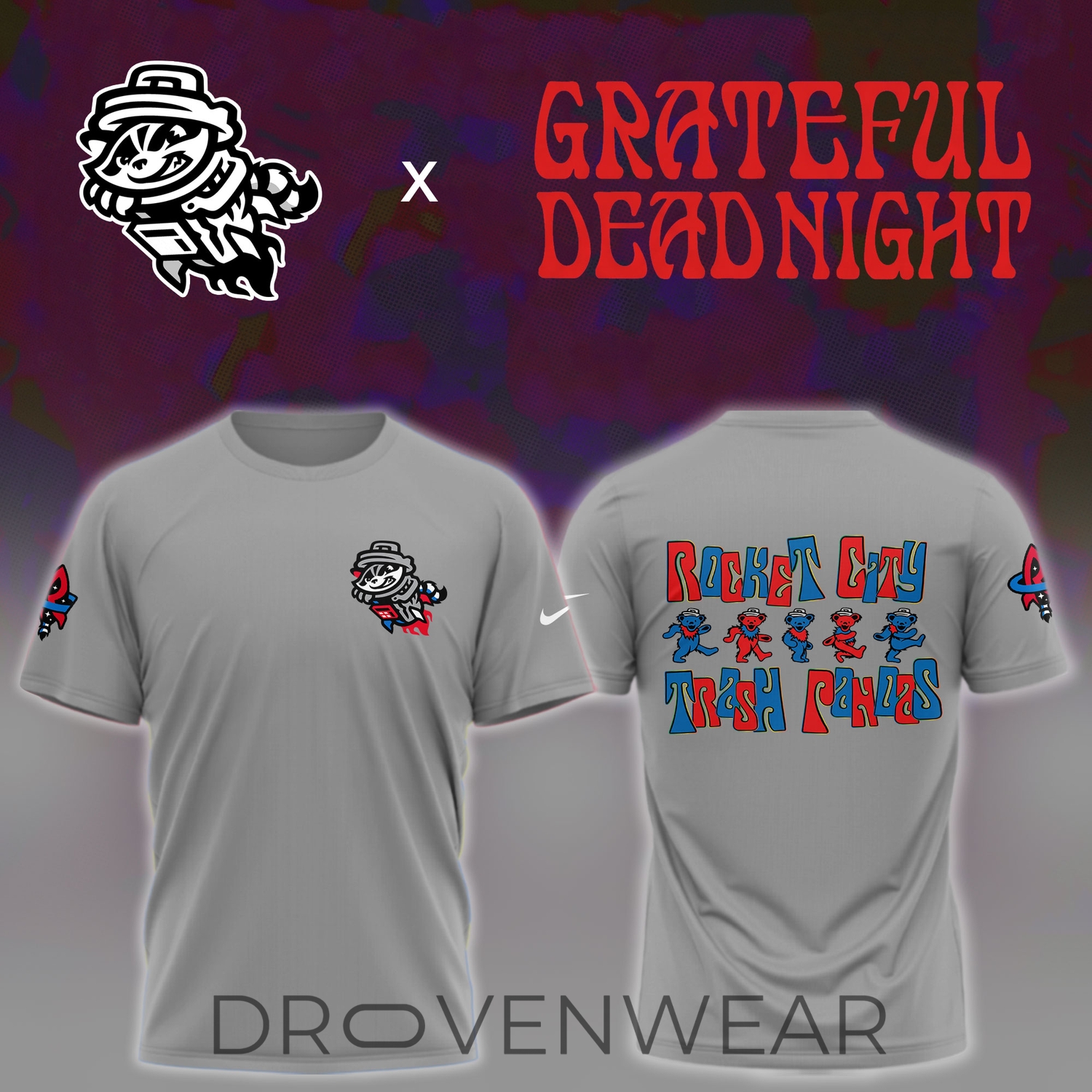 Rocket City Trash Pandas Grateful Dead Night Grey Shirt Rocket City Trash Pandas Grateful Dead Night Grey Shirt