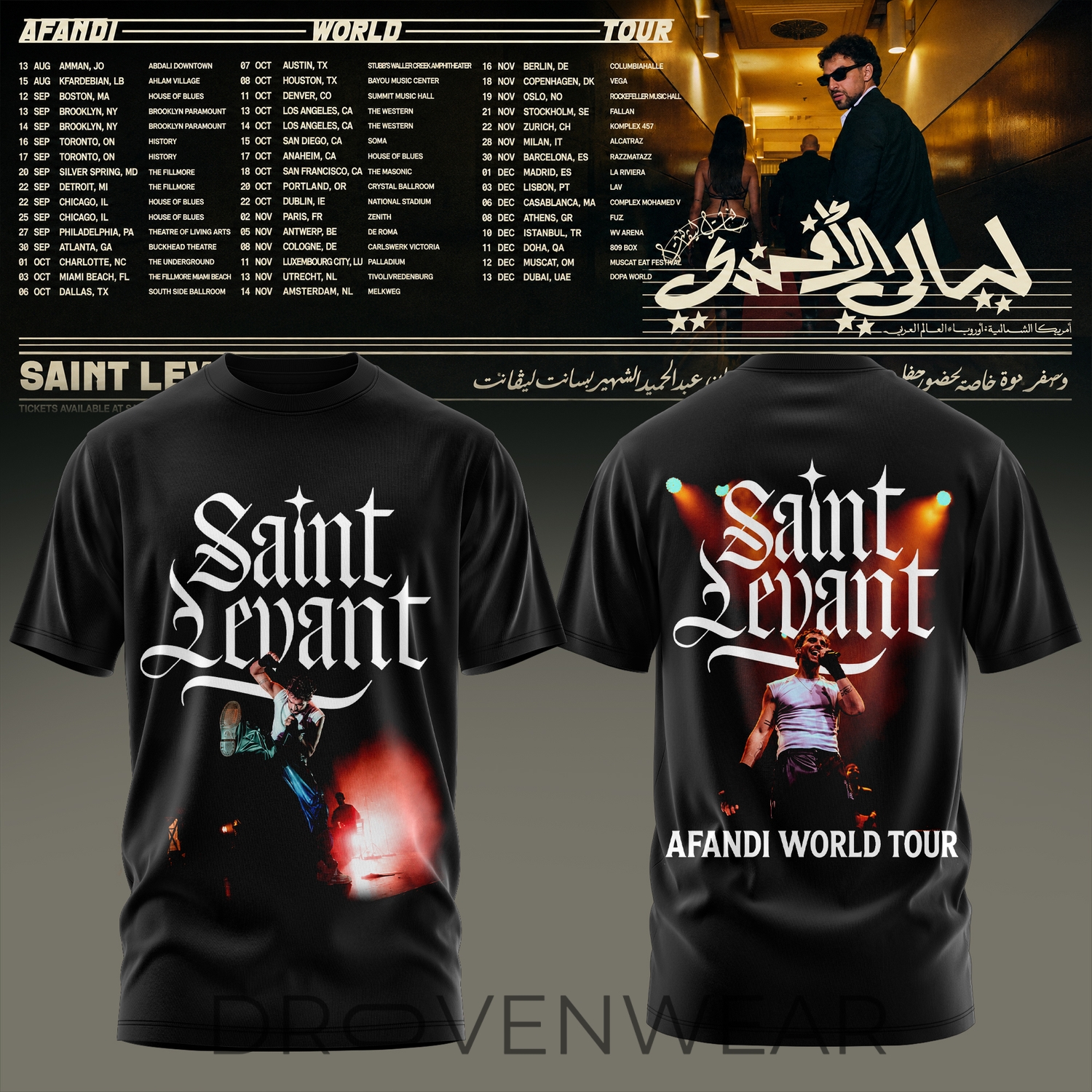 Saint Levant Afandi World Tour Graphic T-Shirt Version 2 Saint Levant Afandi World Tour Graphic T-Shirt Version 2