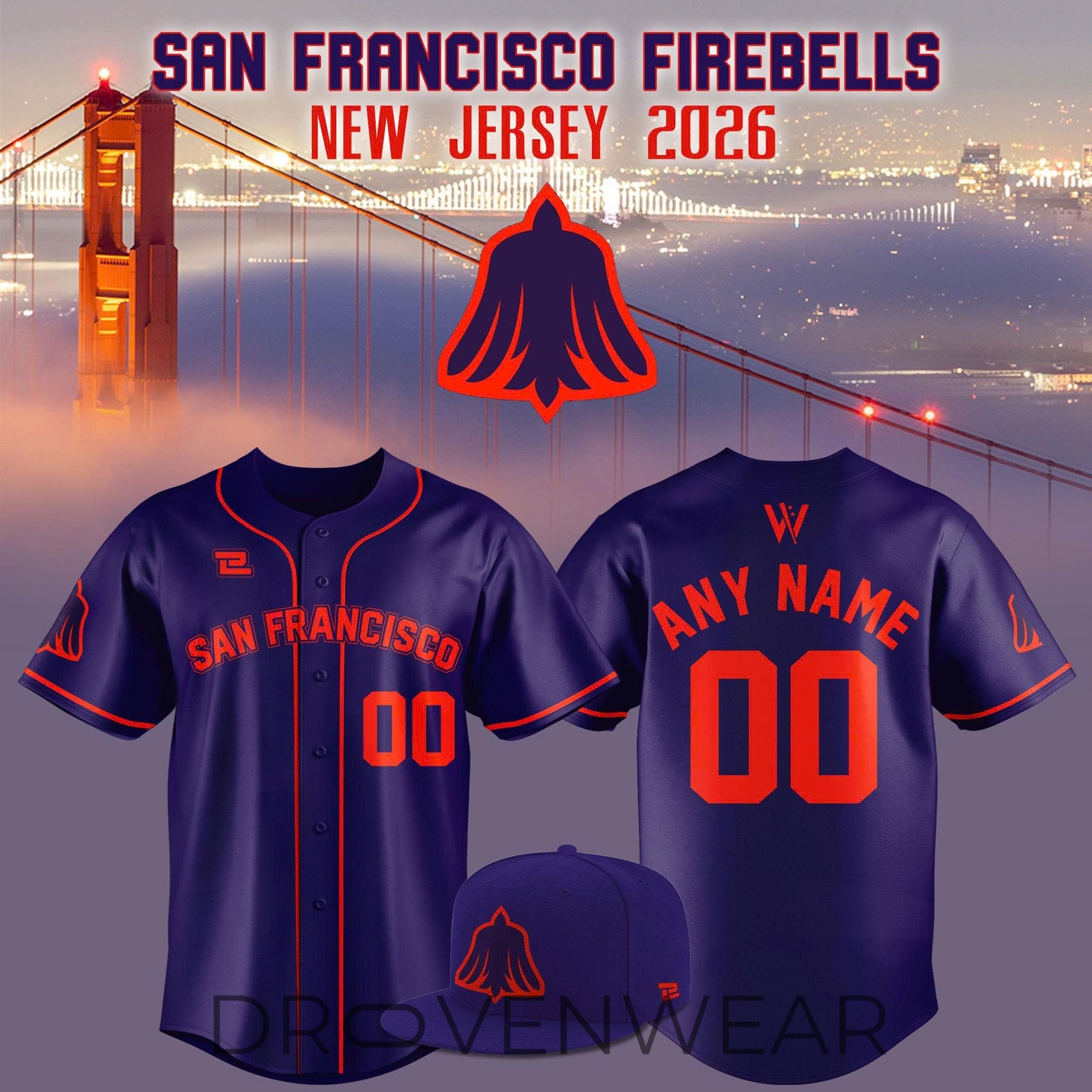 San Francisco Firebells WPBL New 2026 Season Away Baseball Jersey San Francisco Firebells WPBL New 2026 Season Away Baseball Jersey