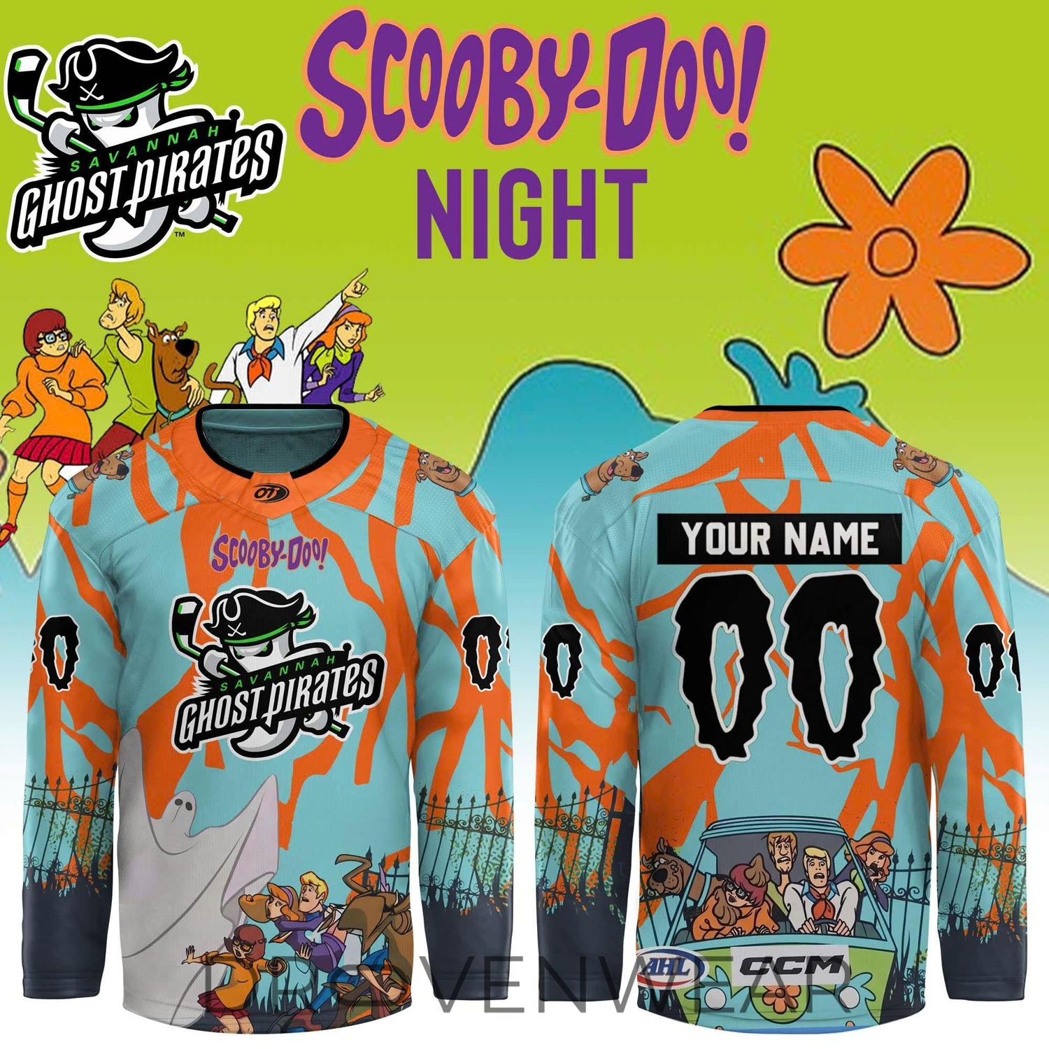 Savannah Ghost Pirates 2026 Scooby Doo Night Special Hockey Jersey Savannah Ghost Pirates 2026 Scooby Doo Night Special Hockey Jersey