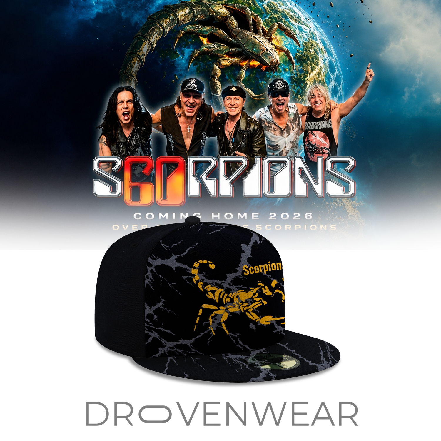 Scorpions Coming Home 2026 World Tour Special Snapback Cap Scorpions Coming Home 2026 World Tour Special Snapback Cap