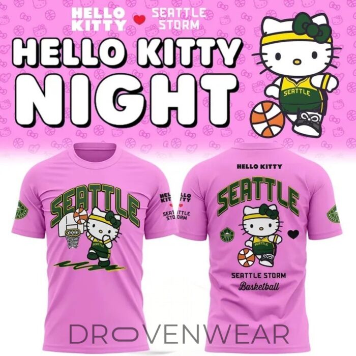 Seattle Storm X Hello Kitty Night 2026 Limited Edition Pink Shirt - Image 3