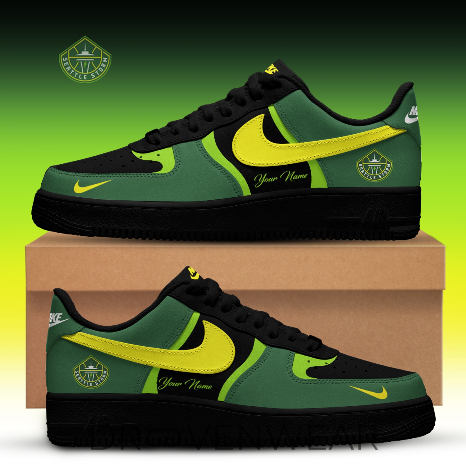 Seattle Storm x Back 2 Black Edition Air Force 1 Custom For Fans Seattle Storm x Back 2 Black Edition Air Force 1 Custom For Fans