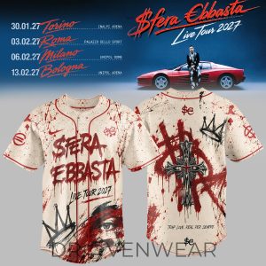 Sfera Ebbasta Live Tour 2027 Baseball Jersey V2 by Drovenwear.com