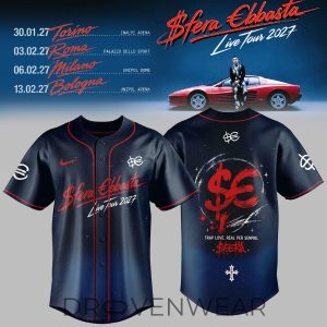 Sfera Ebbasta Live Tour 2027 Baseball Jersey V3 by Drovenwear.com