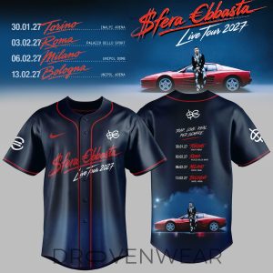 Sfera Ebbasta Live Tour 2027 Baseball Jersey V4 by Drovenwear.com