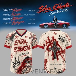 Sfera Ebbasta Live Tour 2027 Football Jersey V2 by Drovenwear.com