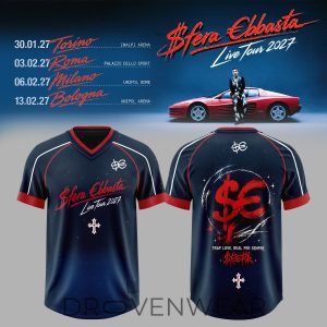Sfera Ebbasta Live Tour 2027 Football Jersey V3 by Drovenwear.com