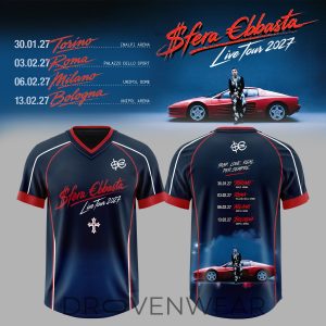 Sfera Ebbasta Live Tour 2027 Football Jersey V4 by Drovenwear.com