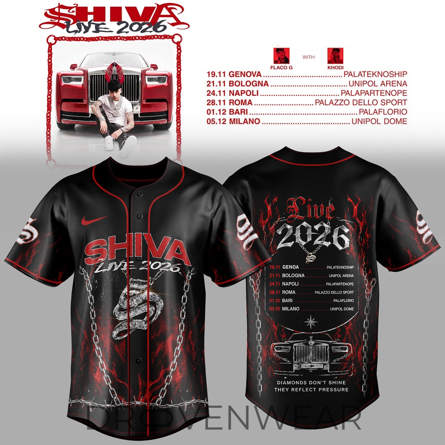 Shiva Live Tour 2026 Black Baseball Jersey Shiva Live Tour 2026 Black Baseball Jersey