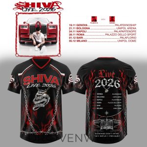 Shiva Live Tour 2026 Black Football Jersey by Drovenwear.com