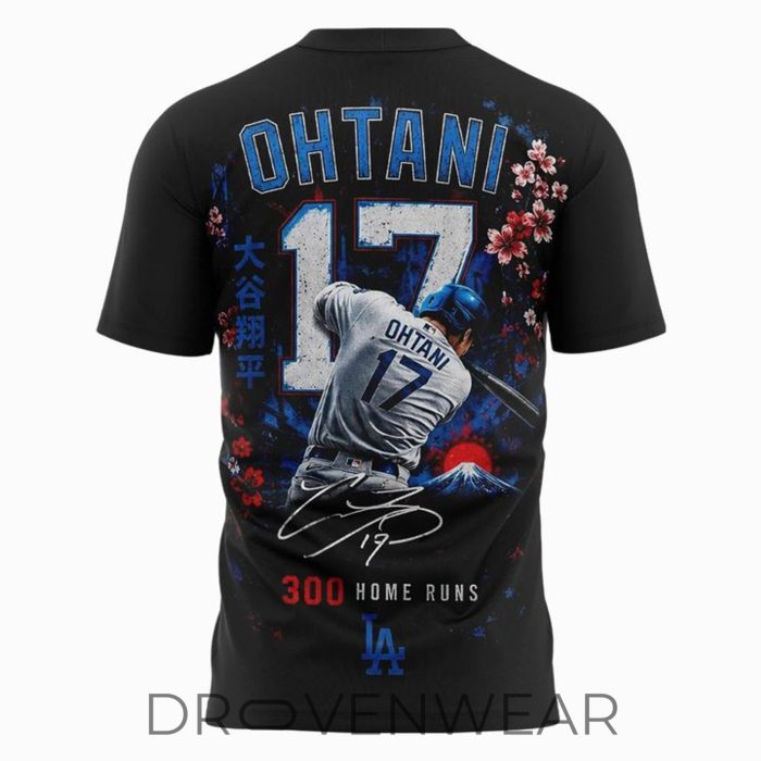 Shohei Ohtani 300 Home Runs Mount Fuji Cherry Blossom Limited Edition Shirt - Image 3